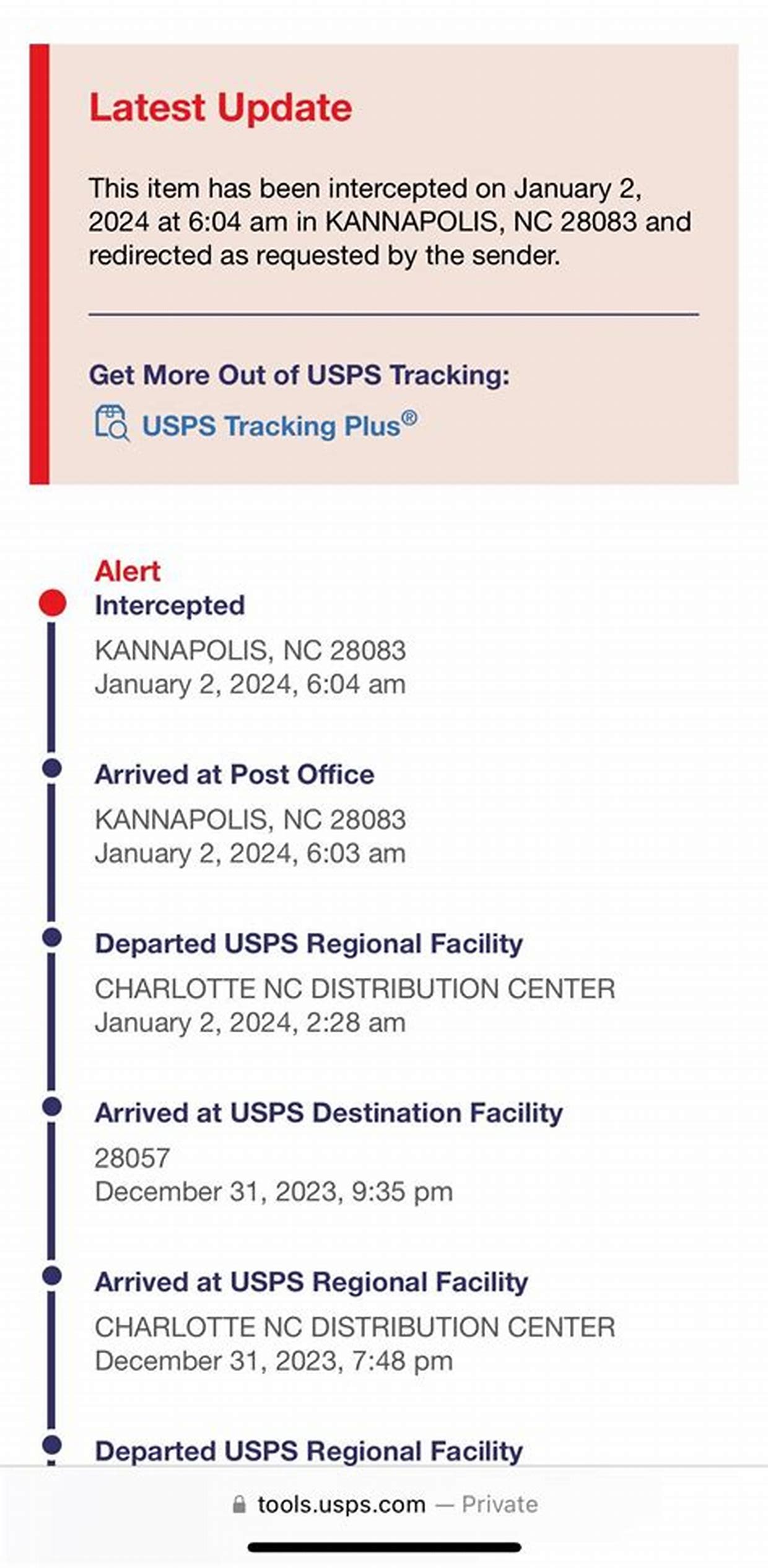 usps package intercept